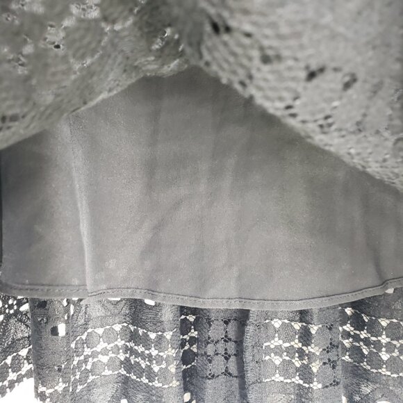 3/$25 LOFT Eyelet Lace Mini Dress 4 Fit and Flare Floune Ruffle Cotton Black - Picture 6 of 10